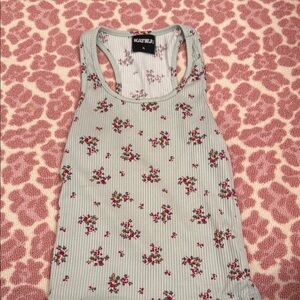 Katie J NYC floral Ribbed racer back Tank Top - Green
